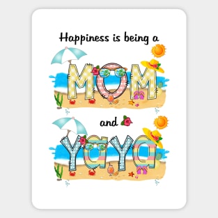 Happiness Is Being A Mom And Yaya Summer Beach Happy Mother's Magnet